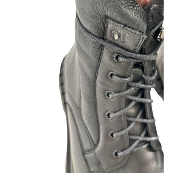 Steve Madden Eisen Black Leather Boots Mens Size 8 Combat Fur Lined Flaw main image 9